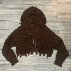 Cropped Crochet Comfy Boho Zip-Up